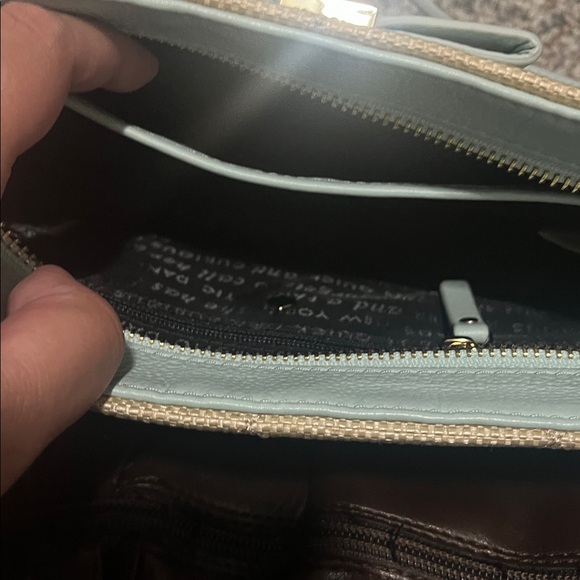 Kate Spade Mint Chic Two-Tone Raffia and Leather Crossbody Bag - Picture 3 of 4